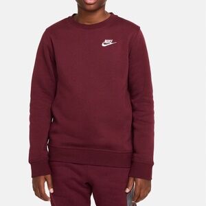 Nike Kids UNISEX Maroon Burgundy Club Crewneck Sweatshirt Size Medium